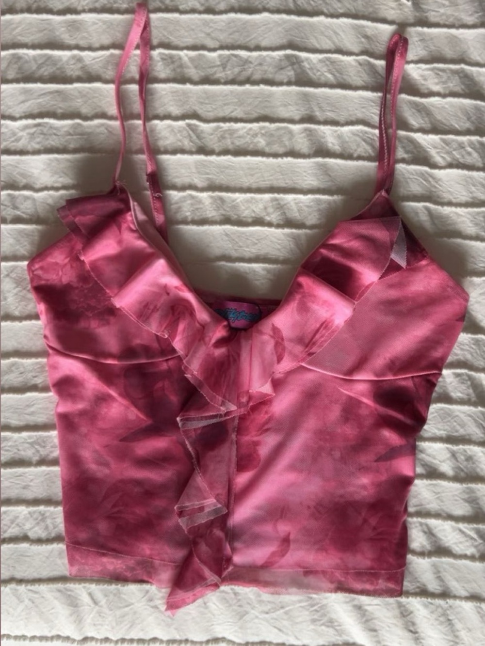 Edikted Wanda Printed Mesh Ruffled Tank Top - Picture 2 of 4